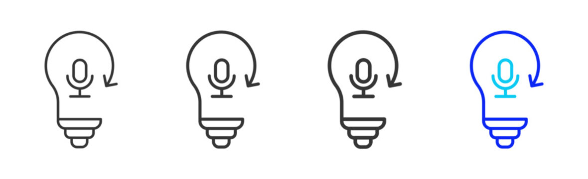 Idea Voice icon set collection creative outline style for product lifecycle management with multiple thickness variations suitable for digital branding and UI design