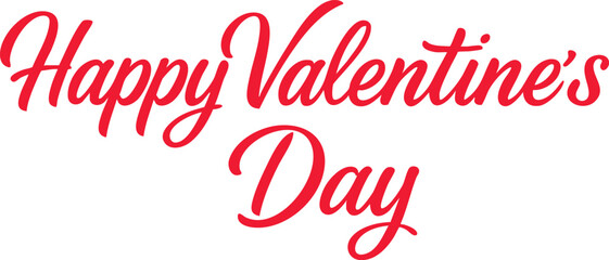 Happy Valentines Day text in elegant red script a festive greeting for romantic celebrations and special occasions isolated 