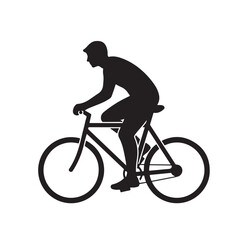 Obraz premium Black silhouette of a person riding a bicycle a minimalist vector graphic for sports and active life