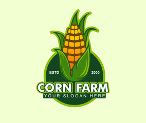 Corn logo label illustration vector design cartoon flat style agriculture logo
