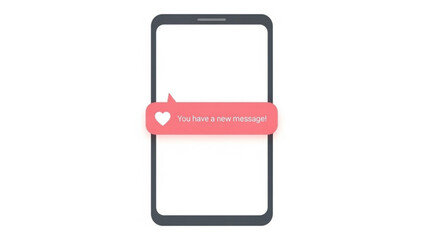 Smartphone with notification alerting about a new message for Valentine's Day  