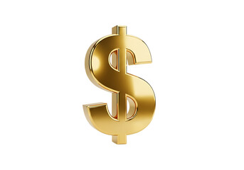 Golden dollar sign isolated on transparent background