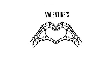 Hands forming heart shape in line art for valentine's day  
