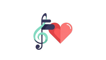 Music note combined with heart symbol representing love and valentine's day  