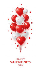 Red and white heart-shaped balloons for Valentine's Day celebration  