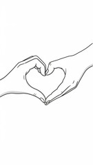 Hands forming a heart shape in minimalist line art concept of valentine's day  