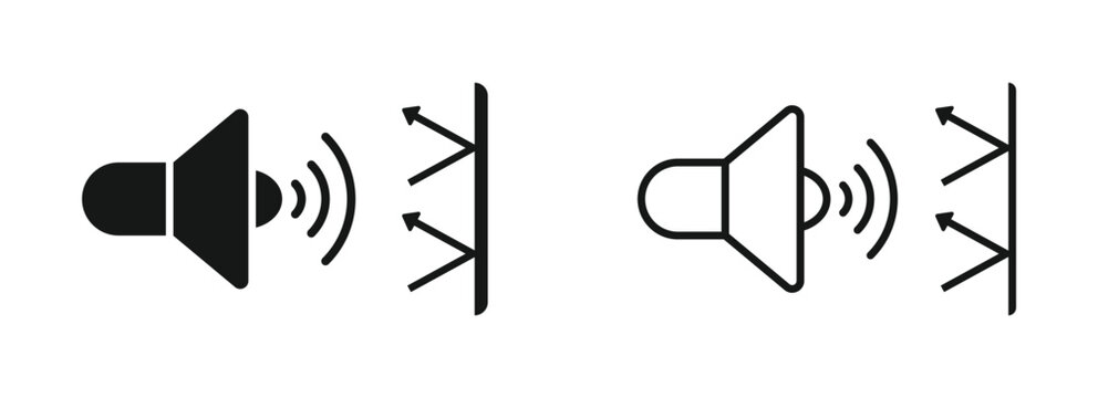 Soundproof vector icons. Acoustic insulation vector signs set. Soundproof icon collection