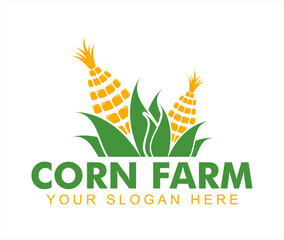 Corn logo label illustration vector design cartoon flat style agriculture logo