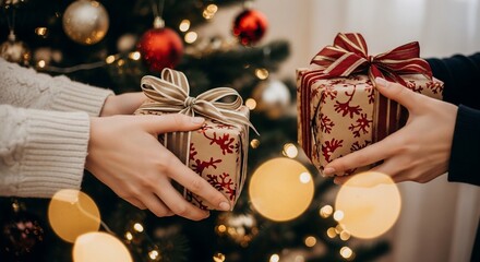 Christmas Gift Exchange with Wrapped Presents.