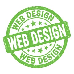 WEB DESIGN text written on green round stamp sign.