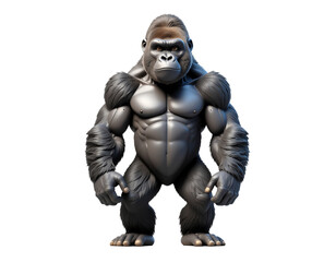 Giant silverback gorilla figure with muscular build and textured fur, standing confidently