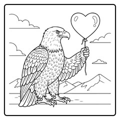 Bald Eagle Valentine Day Coloring Book