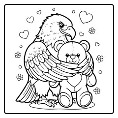 Bald Eagle Valentine Day Coloring Book