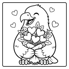 Bald Eagle Valentine Day Coloring Book