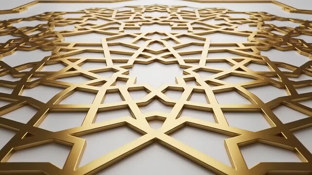 Intricate Golden Islamic Geometric Pattern.