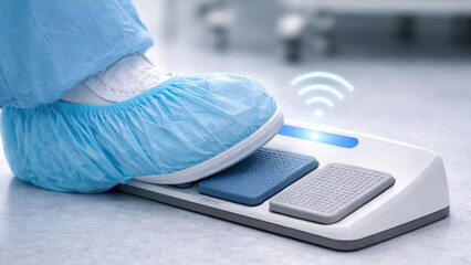 Foot pressing smart surgery technology tool with vr training concept for hands free control in medical environment