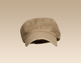 빈티지 베이지색 원단 밀리터리 모자 Vintage Beige Fabric Military Cap