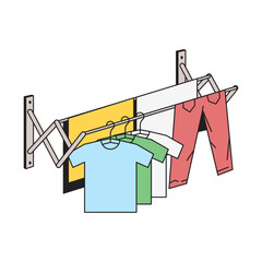 Wall mounted clothes drying rack illustration