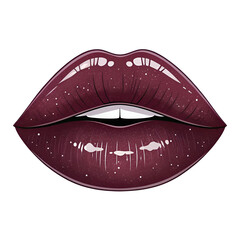 Stylish vector lips with smooth highlights in dark wine shade.