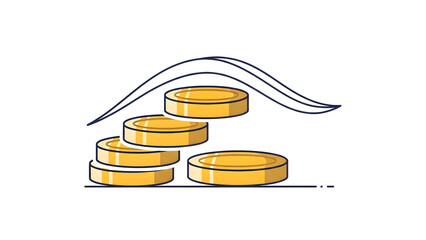 Increasing financial growth with stacked coins and rising graph