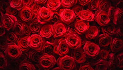 A beautiful bouquet of vibrant red roses in full bloom, showcasing their delicate petals and romantic charm.