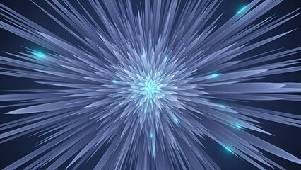 Radiant abstract burst with pale blue light emanating from a central point creating dynamic patterns