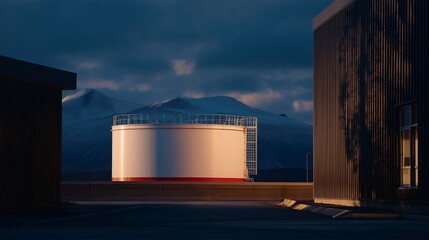 Gas tank as essential component of energy distribution system, heavy duty construction highlighting resilience, safety, and continuous fuel availability. cinematic color correction, natural uneven
