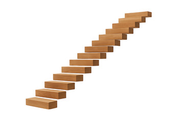 Fototapeta premium Wooden staircase steps isolated on transparent background