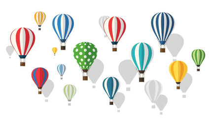 Naklejka premium Colorful hot air balloons of various designs and patterns float