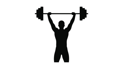 Silhouette of a muscular athlete successfully completing an overhead weightlifting movement demonstrating peak physical strength and dedication to intense fitness training routines.