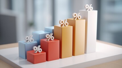 Financial Growth Graph: A vibrant graphic illustrates the progression of percentage growth. Representing financial concepts, this image conveys increasing trends