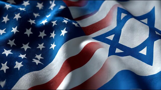 Flags of the usa and israel waving together, symbolizing partnership, alliance and diplomacy