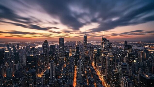 Cityscape at Sunset - A Breathtaking View of Urban Architecture.