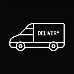 Delivery van icon on solid background