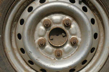 Close up of rusty wheel bolt. For graphic design, banners and 3D rendering