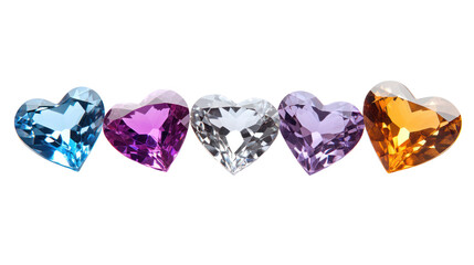 Colorful heart-shaped gems valentine's day jewelry collection