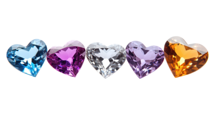 Colorful heart-shaped gems valentine's day jewelry collection