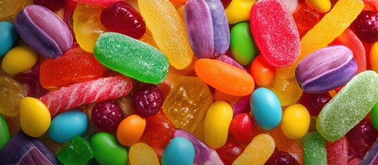 Assorted Colorful Candy Arrangement Overhead Sweet Treat