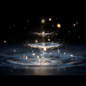Water Drop with Snowflake Sparkle