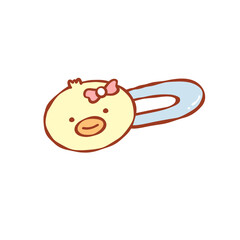 Cute duck rattle toy with pastel bow and blue handle, gentle baby plaything conveying warmth and...