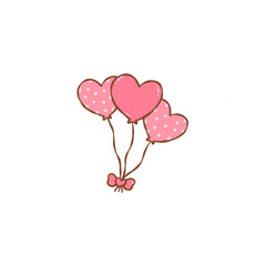 Pink heart balloon bouquet charming romantic celebration with polka dot pattern and ribbon