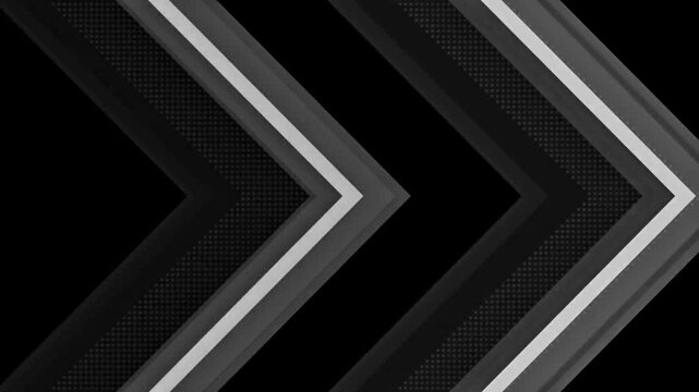 Dynamic chevron pattern in shades of gray on black background