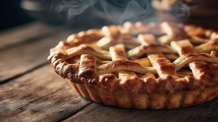 Rustic apple pie with handmade lattice