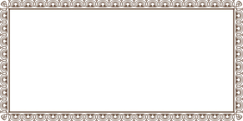 A decorative rectangular frame with an intricate, repeating pattern border in a muted brown color on a white background, suitable for certificates or elegant designs.