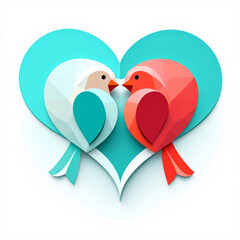Romantic Paper Birds: Custom Papercraft Kits for Couples in Heart Design