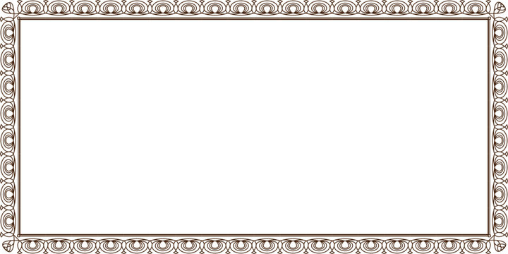 A decorative rectangular frame with an intricate, repeating pattern border in a muted brown color on a white background, suitable for certificates or elegant designs.