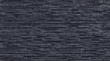 Fototapeta premium Rough dark stone wall exhibiting horizontal layered pattern. Textured surface creates visually engaging play of light and shadow, evoking sense of depth. Neural network AI generated