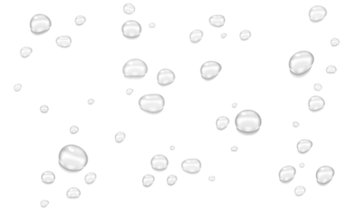 Minimalist falling water droplets in pixel art style. Gray scattered pixel drops on transparent background.