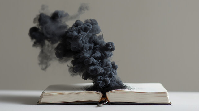 old book with burning candle