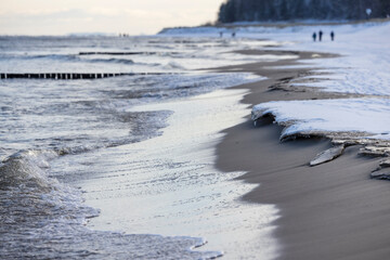 Winter walkers on the Baltic Sea coast of Usedom 